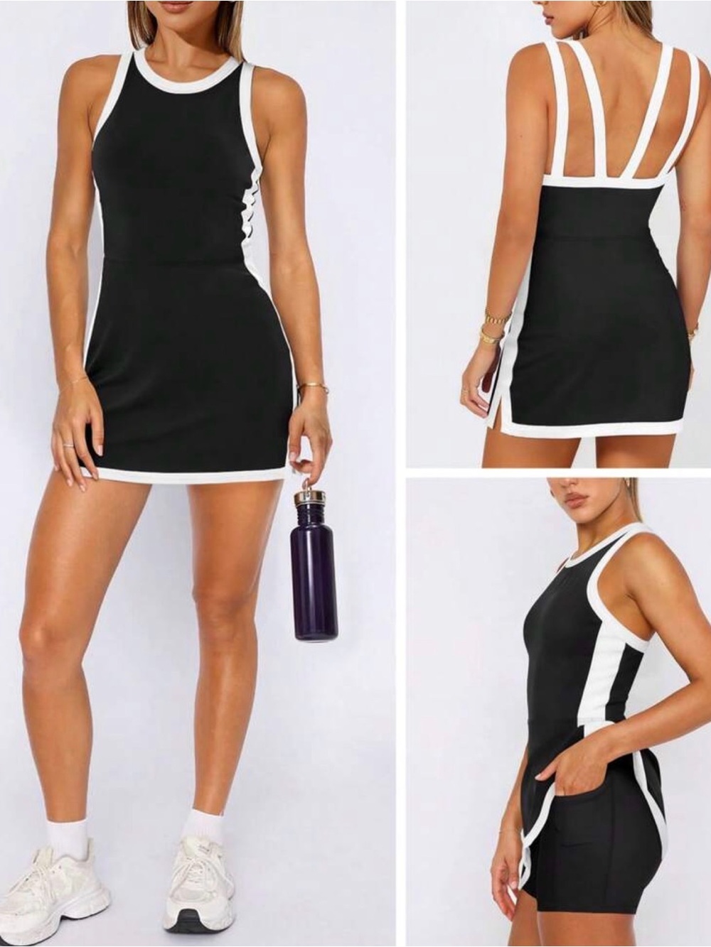 Black & White Racer Tank sport Dress